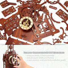 FUNPOLA LED 3D Clock Tower LED belt glows, creating ambient desk lighting.