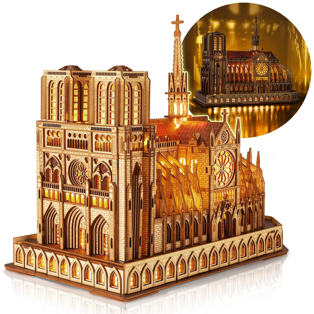 FUNPOLA Notre Dame 3D puzzle pieces assemble into a detailed display for home decor