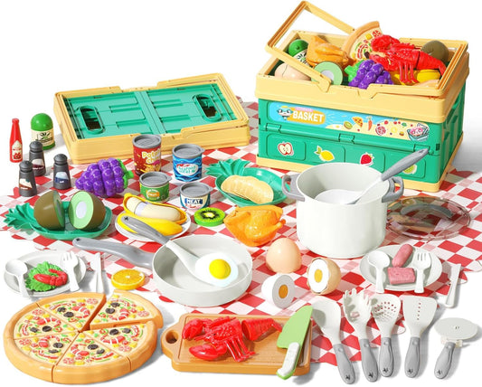 Funpynani 80-piece kitchen playset for imaginative cooking and family pretend meals.