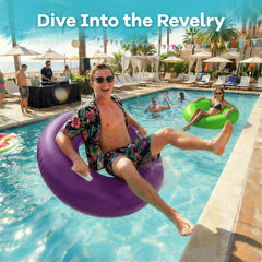 Funscape large cyan 44-inch float ring for sunny lake days.