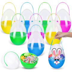 Funtery jumbo Easter egg with clear shell shows contents for festive egg hunts.