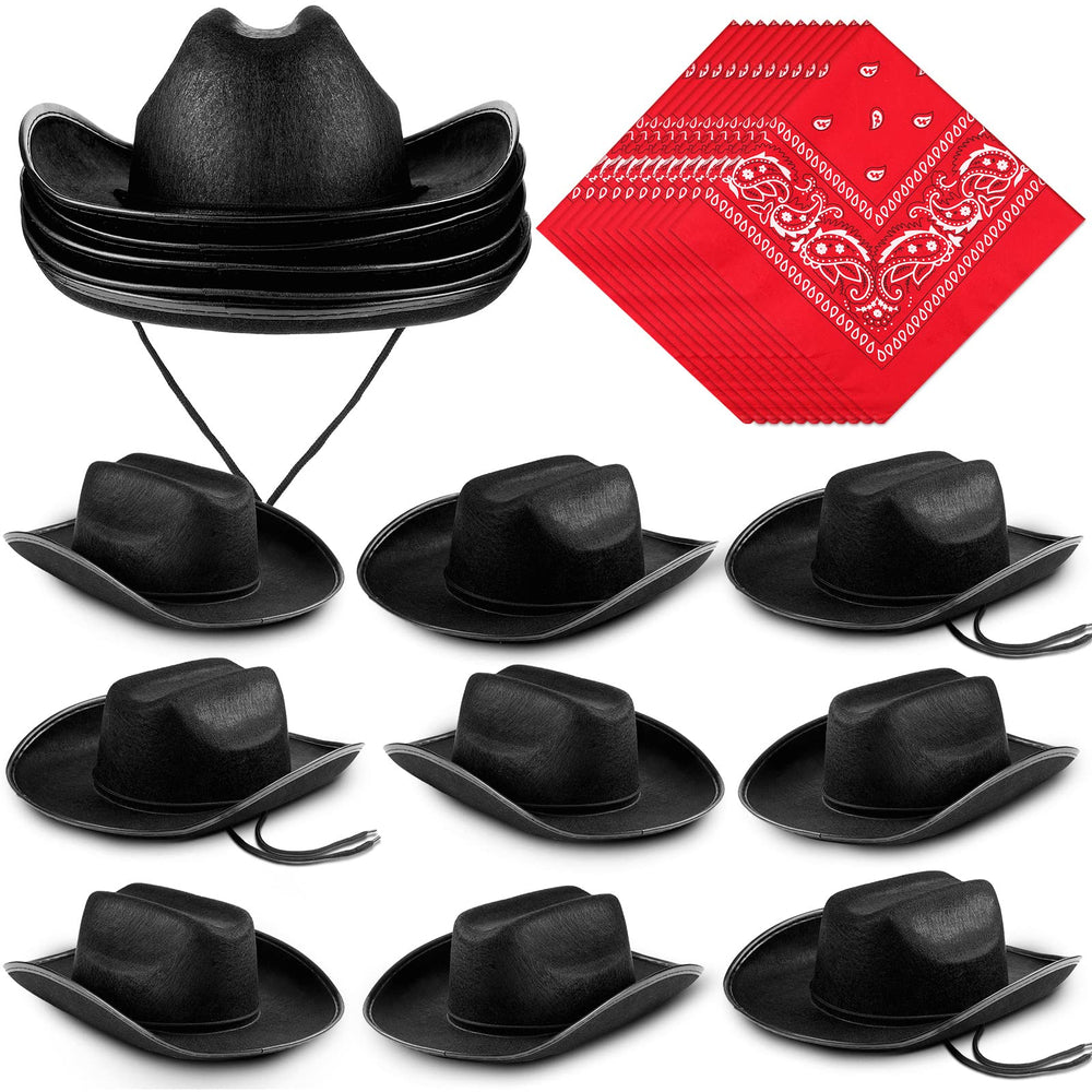 Funtery kids cowboy hat with red bandana for party cosplay.