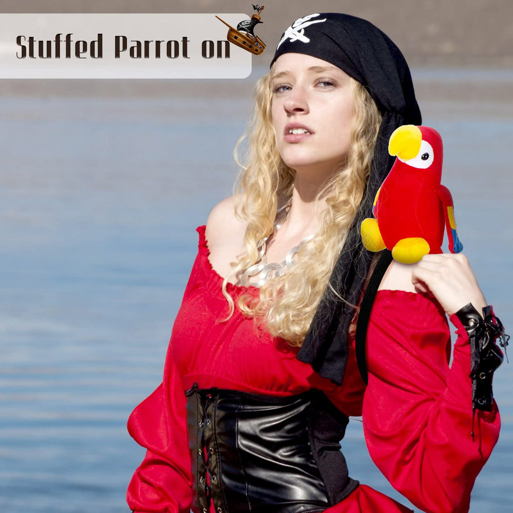 Funtery parrot plush adds color to Halloween, tropical, and carnival parties.