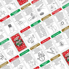 Funwares 218 challenges cards spread for quick, easy holiday party entertainment.