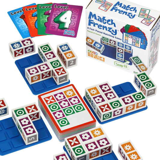 Funwares Match Frenzy travel-compact game in use on a family road trip.