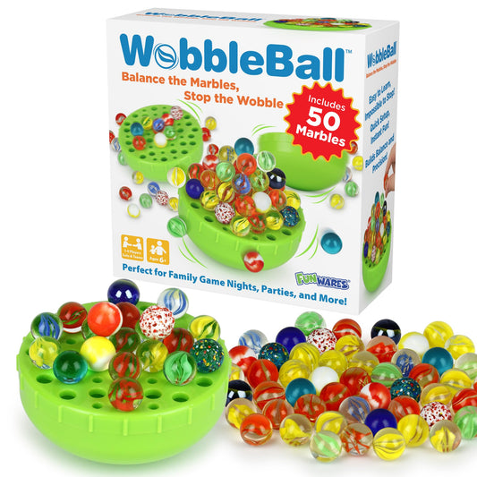 Funwares WobbleBall tilting base shows balance challenge for kids and adults.