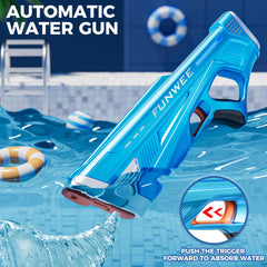 Funwee electric water gun with battery charger, ready for extended sessions.