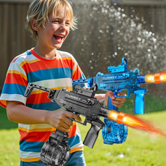 Funwee package includes the water gun, tank, battery, charger, and manual.