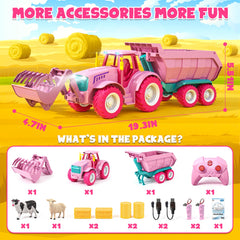 Funwee RC Farm Tractor pink animal set inspires farm stories.