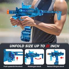 Funwee blue water gun in action with long-range accuracy
