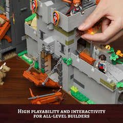 FUNWHOLE Guardiance Castle figures showcase soldier and farmer minifigs for storytelling on display shelves.