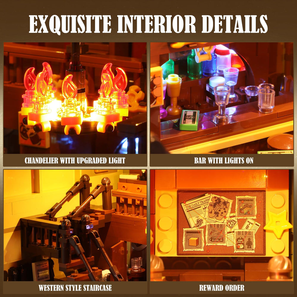 FUNWHOLE Western-Saloon bar counter detail enhances micro-scenes with lifelike textures.