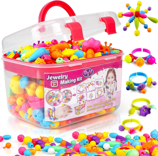 FUNZBO 520+ snap pop beads kit box with colorful pieces for creative jewelry making