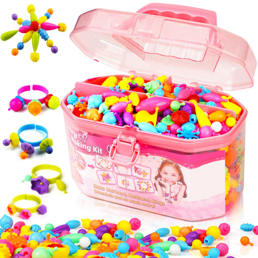 FUNZBO 650pcs pop beads set for creative jewelry making and color recognition