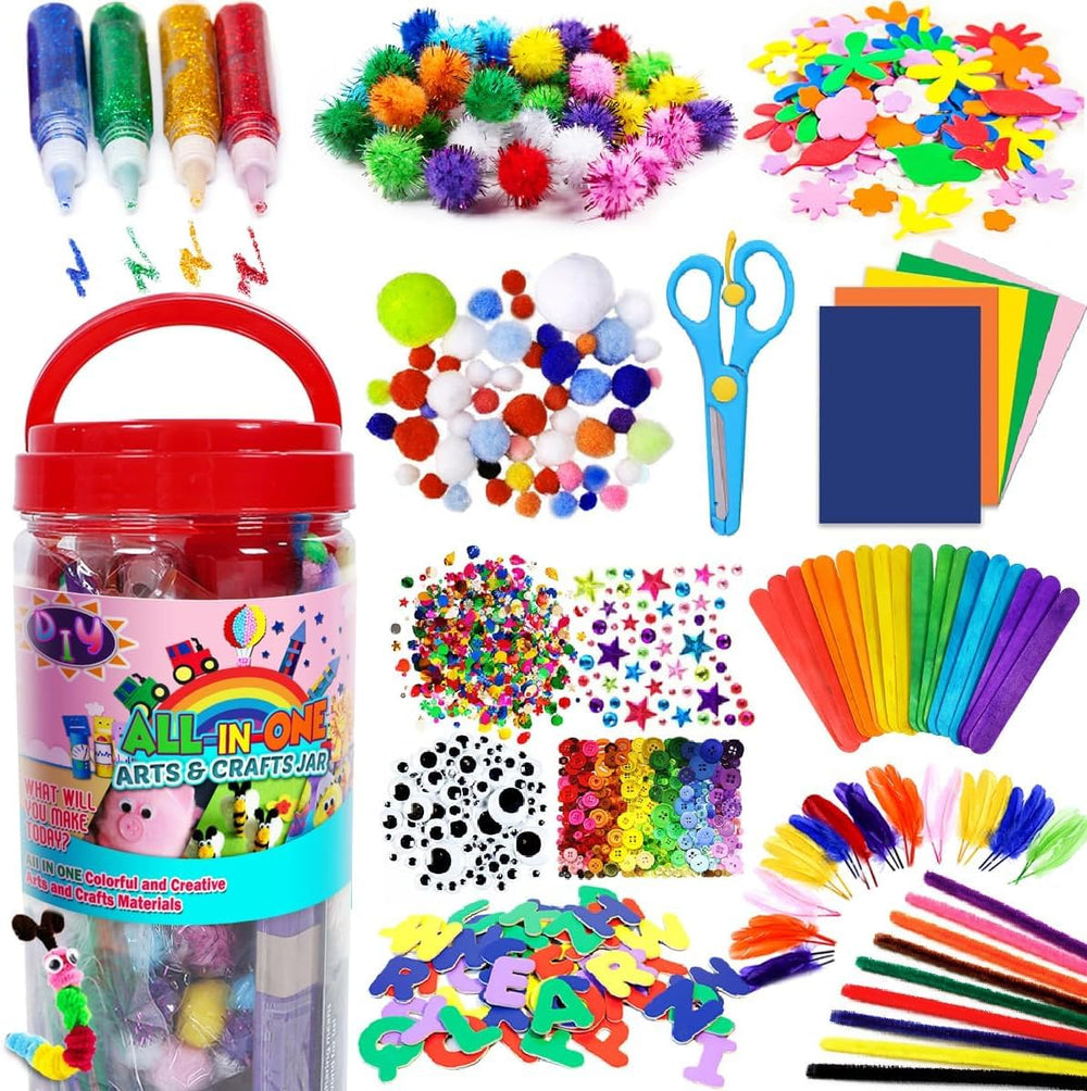 FUNZBO arts and crafts kit with colorful pom-poms for imaginative play and hands-on learning