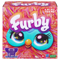 Furby Coral face with illuminated eyes for expressive storytelling.