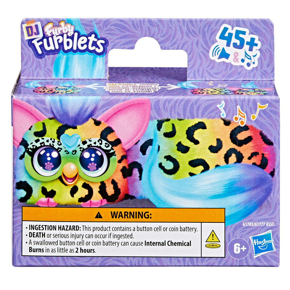 Furby DJ Furblets Rainbow-Kat stretch-action view highlighting stretchable body for silly sounds