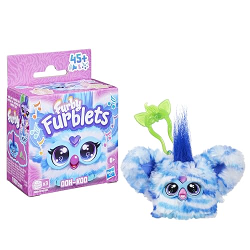 Furby Furblets blue-white striped fur detail, perfect for display and play