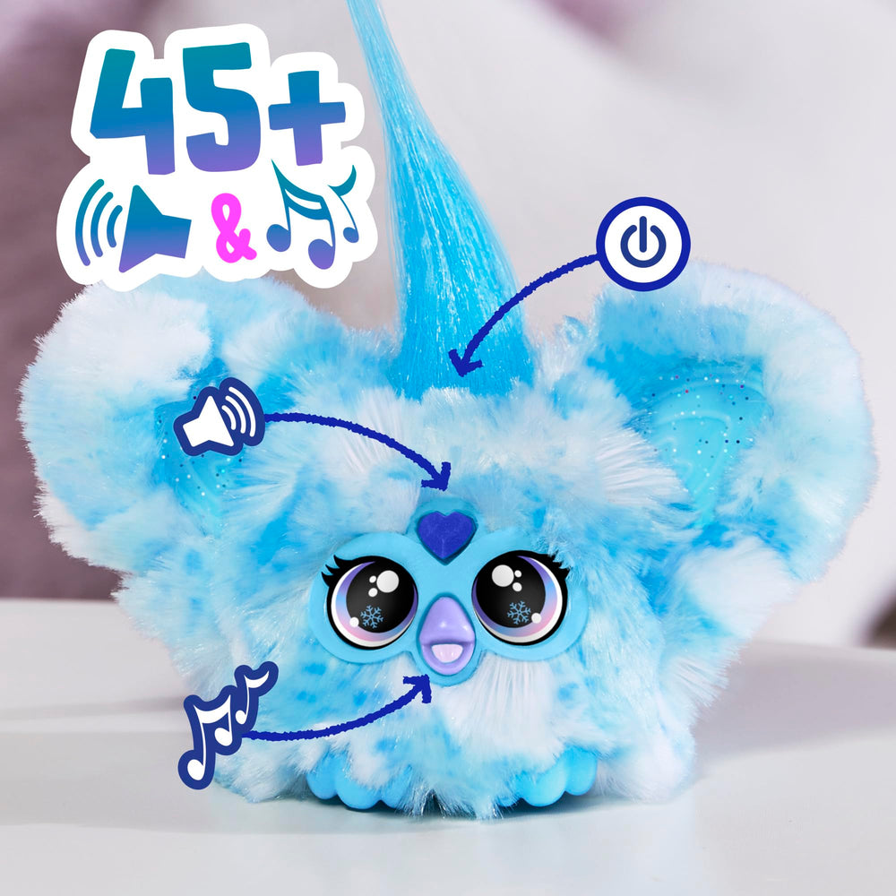 Furby Furblets Sno-Way holiday tunes playback button press showcases 45+ sounds.