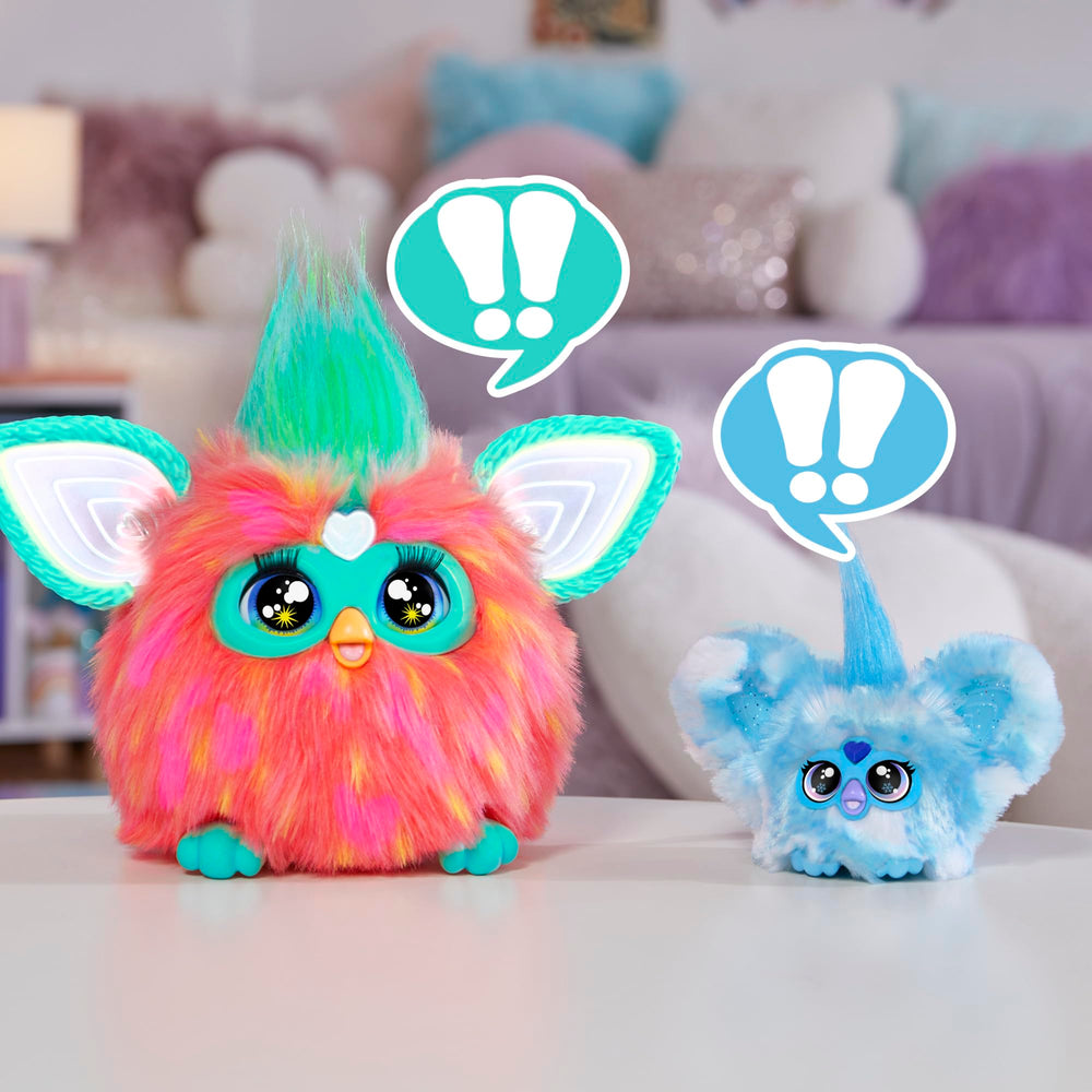 Furby Furblets Sno-Way try-me mode activates sounds and phrases for curious kids.