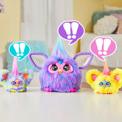 Furby Furblets travel toy clipped to a bag for adventures