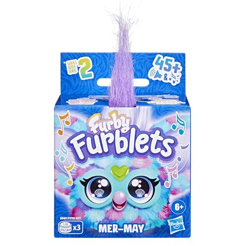 Furby Mer-May Furblets plays ocean tunes for kid-friendly background music.