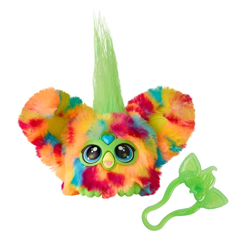 Furby Pix-Elle mini plush with backpack clip for on-the-go play.