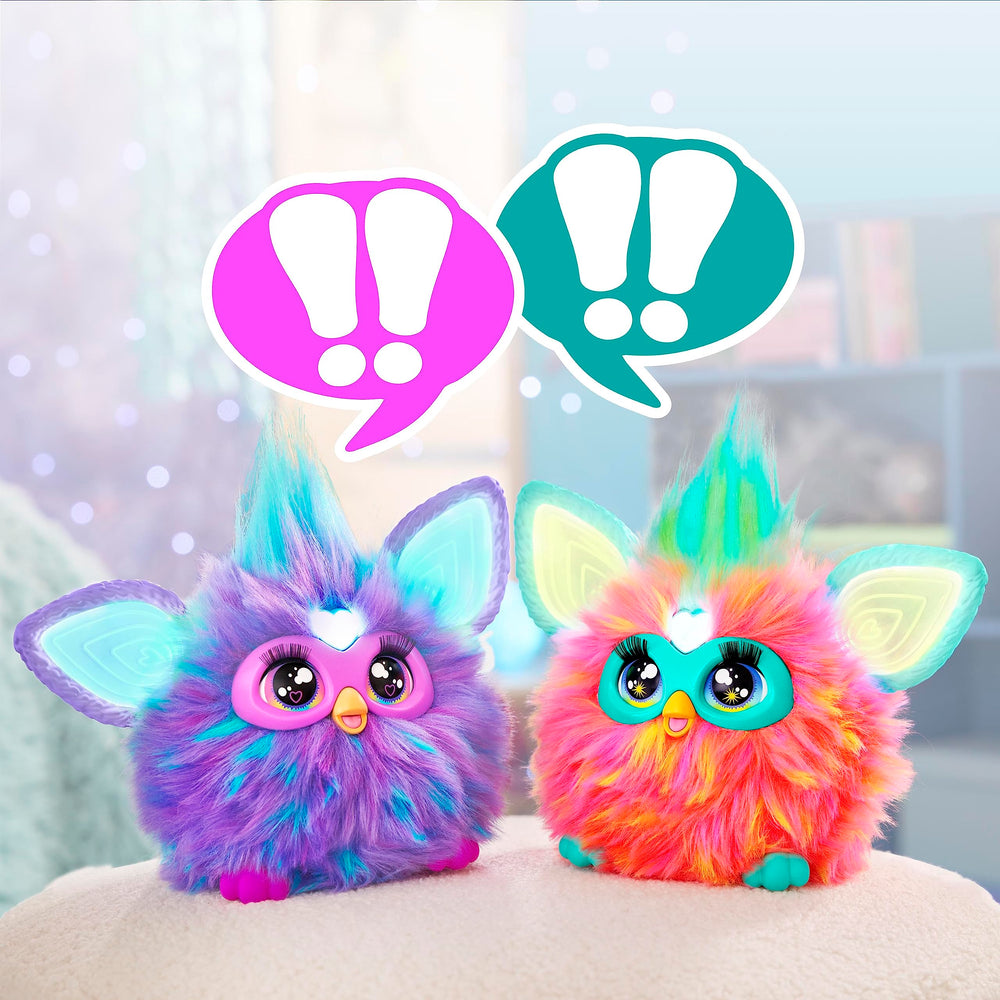 Furby Purple pairing with another Furby for interactive fun