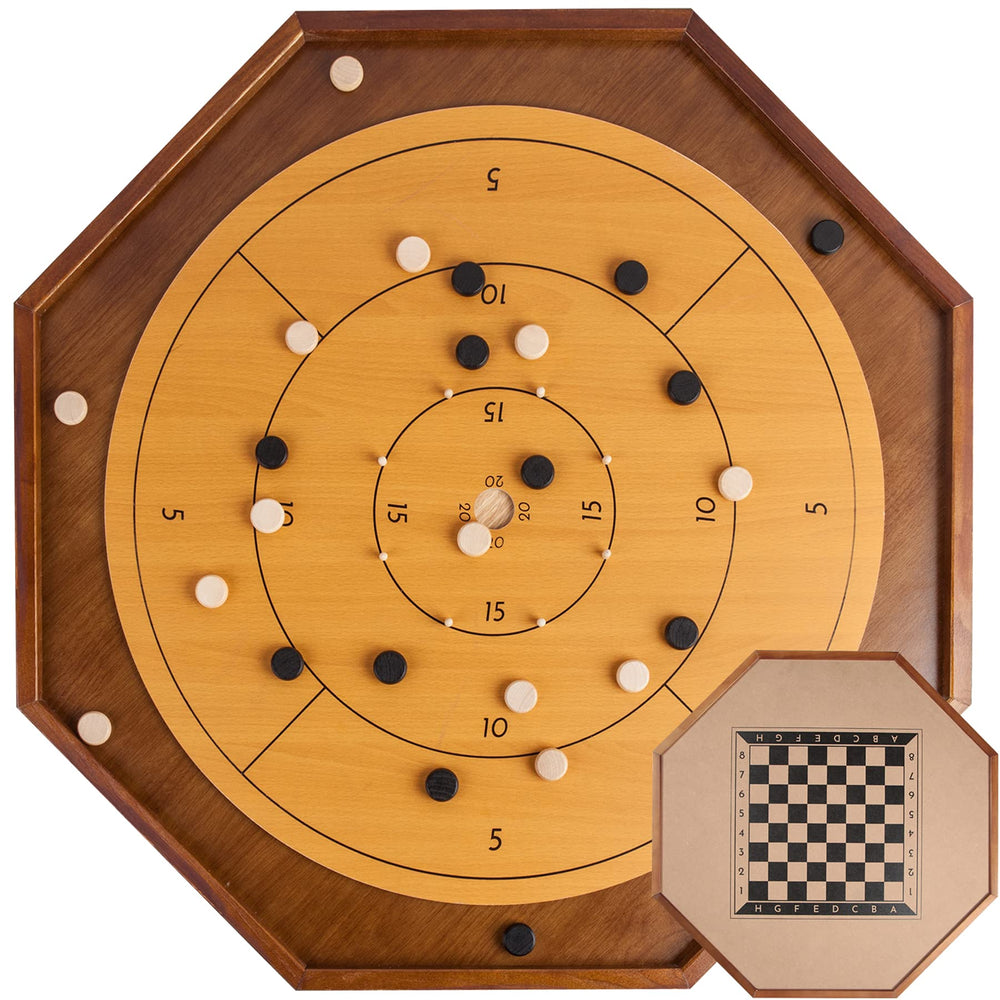 FURUISEN Crokinole board 27-inch wood for durable family play.