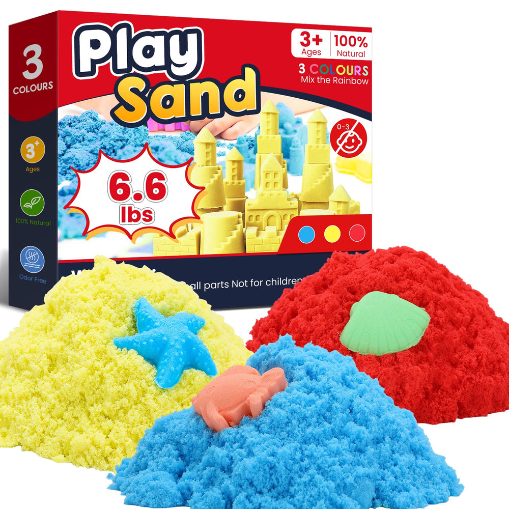 FURWEY play sand in three colors packaging for easy use and storage.