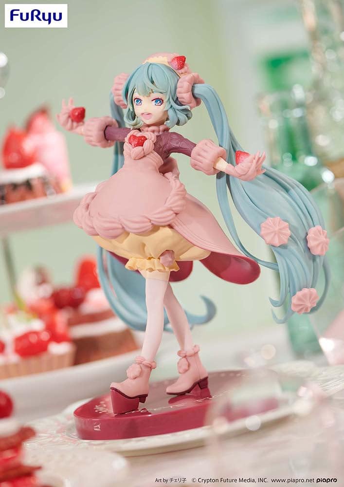 Hatsune Miku SweetSweets figure side view with turquoise twin tails