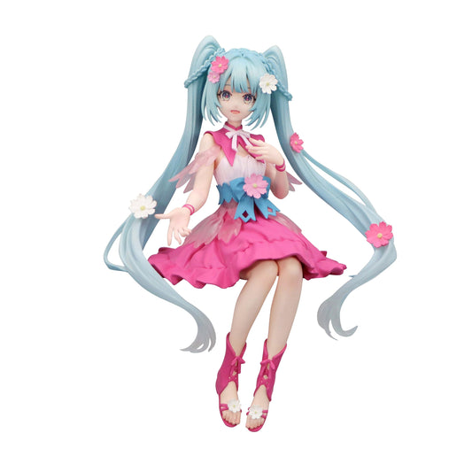 FURYU Hatsune Miku Noodle Stopper Figure Flower Fairy Cosmos on base stand for display.
