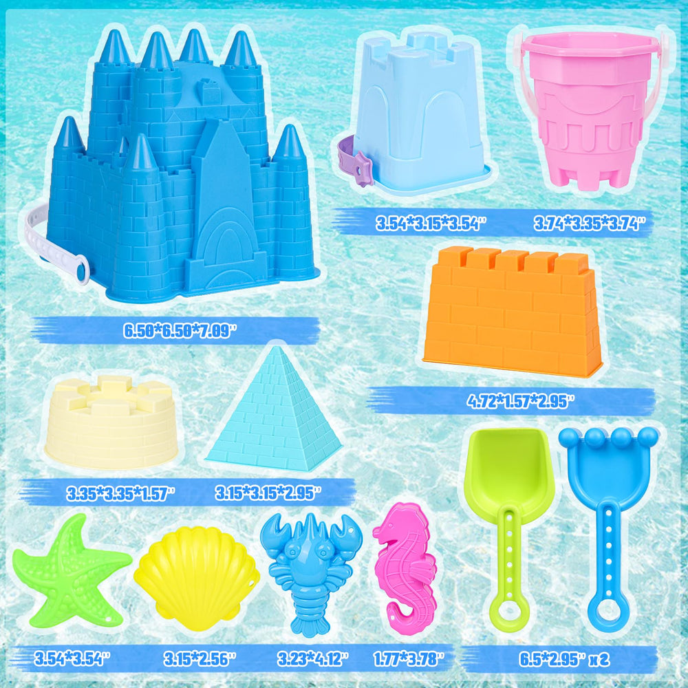 FUSPWEAO sandcastle kit in use, ideal for family beach days and outdoor creative play.