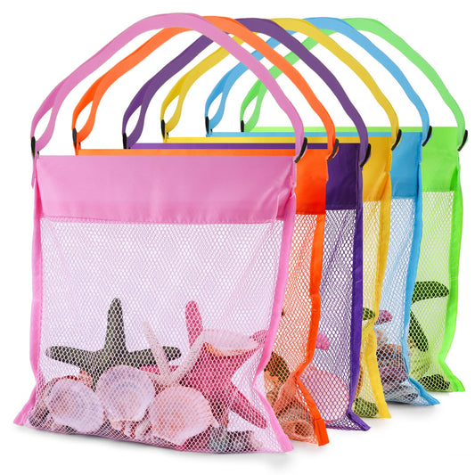 FuturePLUSX six-pack mesh beach bags for kids, quick-dry shells collection.