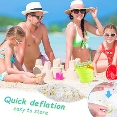 Sealed gold confetti inside FUTUREPLUSX beach ball for long-lasting sparkle