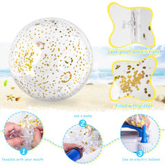 UV-resistant PVC surface of FUTUREPLUSX glitter beach ball under sun