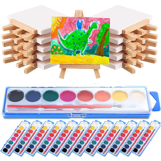 Fuutreo mini canvas easel set for kids' art projects and display.