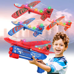 Fuwidvia 3-pack airplane launchers with colored foam gliders for outdoor play
