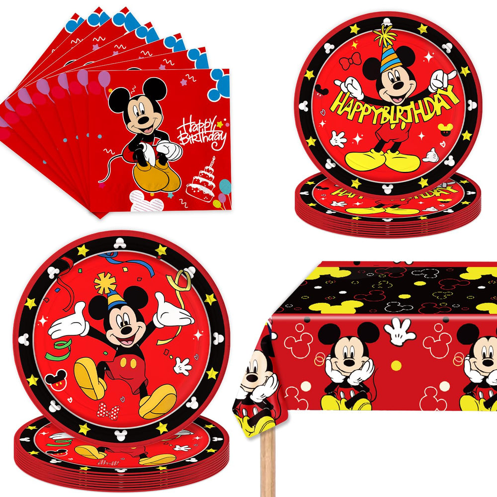 Fuyhiuous Mickey party plates—20-pack for quick, mess-free party meals.