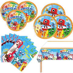 Fuyhiuous Number Blocks plates close-up showing recyclable ivory paper for easy meals