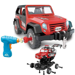 FYD 2in1 Take Apart Jeep Car Drill in action; develops fine motor skills.