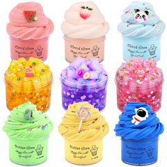 FYJIEKRIGOK 9 pack slime kit packaging displays bright colors for creative play.