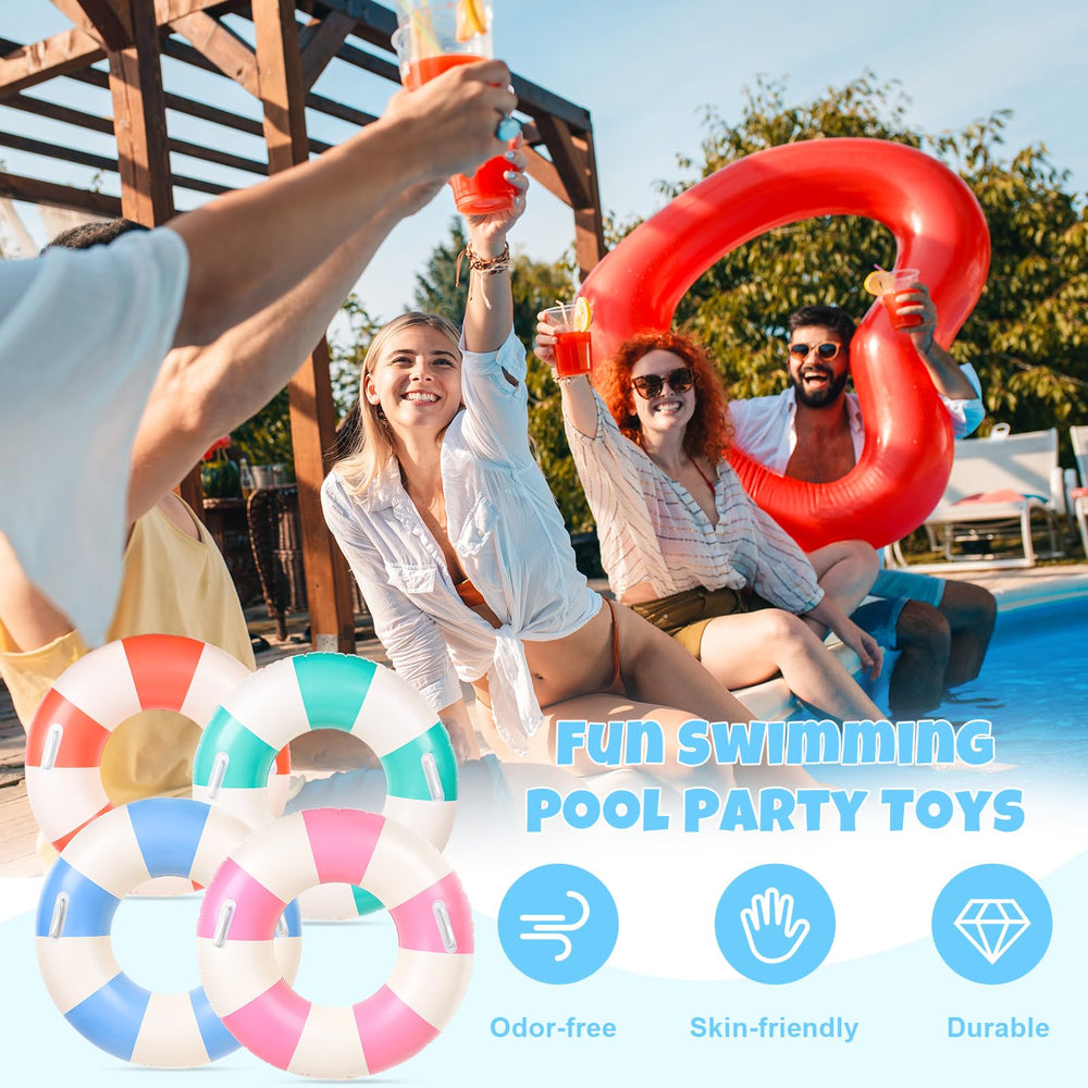 FYSUIMU classic striped pool float orange for vibrant beach party vibes and sun-filled moments.