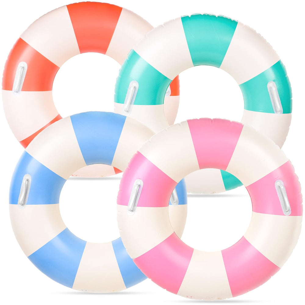 FYSUIMU classic striped pool float pink for poolside relaxation and teen fun.