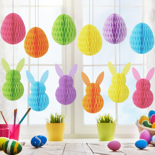 FYSUIMU Easter bunny honeycomb ball hung as charming pastel decor
