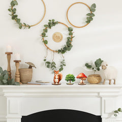 FYSUIMU squirrel wood table sign with base provides cute detail for tiered trays.
