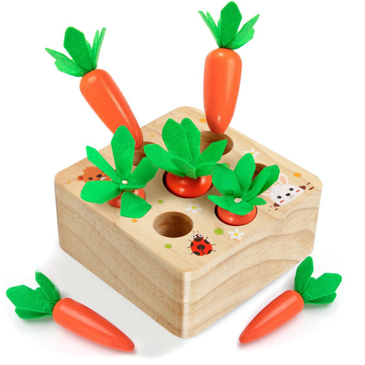 FZHZZ Montessori wooden carrot harvest game: carrot-harvest-game pieces promote shape sorting and fine motor development.