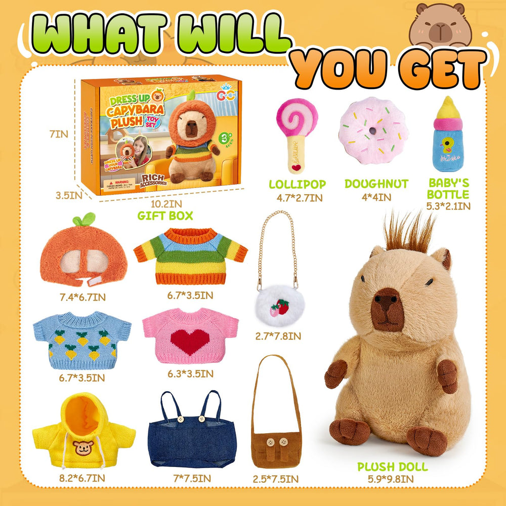 G.C plush feeding toys included for nurturing storytelling during playtime.