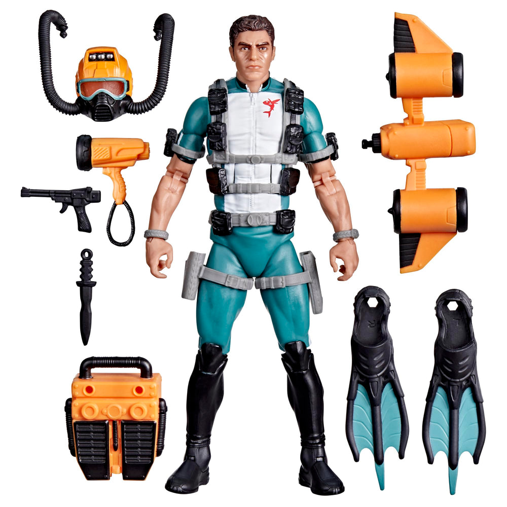 G.I. Joe Wet-Suit figure front view with accessories for display-ready action.