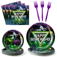 G1ngtar monster truck 9-inch plates set for festive birthday dinner and easy cleanup